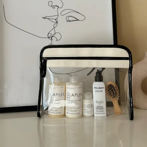 Miniatura 5 de ZOOX Clarity, neceser de lujo y estuche de chorro con ventana transparente, apto para viajes TSA (marfil, bolsa, grande)