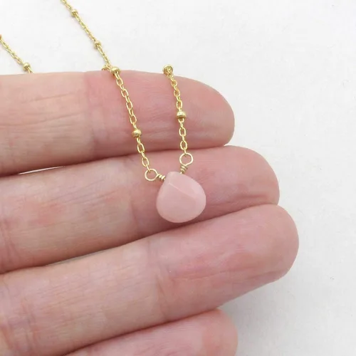 Miniatura 36 de Collar con colgante de piedra natal con piedra preciosa genuina, relleno de oro de 14 quilates, 18 pulgadas