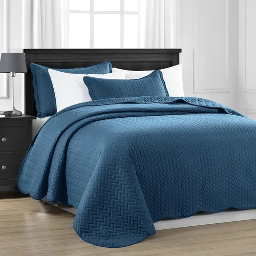 Miniatura 178 de MOONLIGHT20015 Edredón tamaño King (106 x 96 pulgadas) con 2 fundas de almohada (20 x 36 + 2 pulgadas) para todas las estaciones, juego de cama Azul