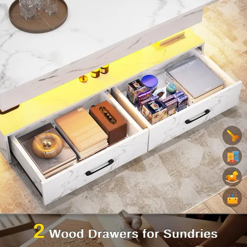 Miniatura 5 de SEDETA Mesa de centro elevable de 40 pulgadas, mesas de centro con almacenamiento para sala de estar, mesa de centro pequeña con 2 cajones y luz LED