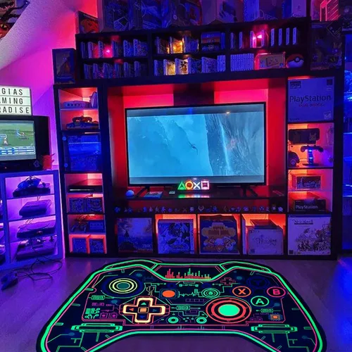Miniatura 7 de Alfombra de juegos para adolescentes y niños, alfombra de jugadores que brilla en la luz negra, alfombra antideslizante para habitación de niños