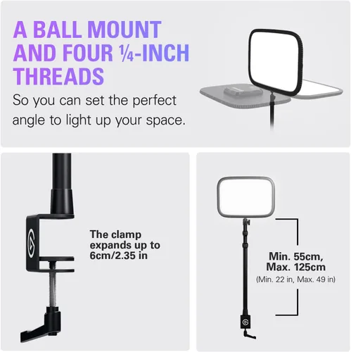 Miniatura 5 de Elgato Key Light - Luz de estudio profesional de 2800 lúmenes con abrazadera de escritorio para streaming, grabación y videoconferencia, temperatura