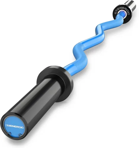 Miniatura 16 de Barra olímpica EZ Curl de 47 pulgadas, barra de acero de 500 libras de capacidad, adecuada para placas de peso de 2 pulgadas, barra de rizo de 2 Oro