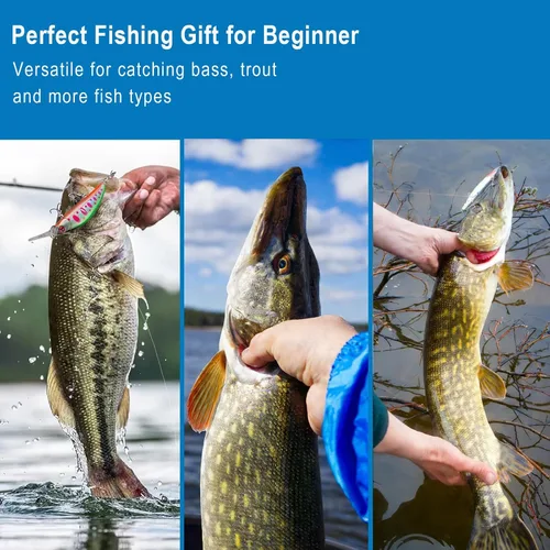 Miniatura 4 de Kit de señuelos de pesca, kit de señuelos de lubina con caja de aparejos incluida, cebos de agua, cebos de natación, juego completo