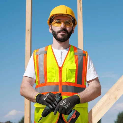Miniatura 3 de KAYGO Chaleco de seguridad con bolsillos - Chaleco reflectante de alta visibilidad ANSI Clase 2 Chaleco de construcción Amarillo
