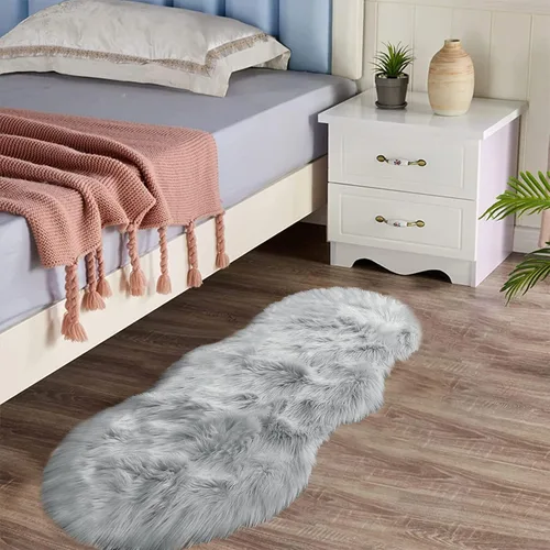 Miniatura 135 de Latepis - Tapete rectangular de piel sintética tipo lana de oveja suave, esponjosa y lavable para sala de estar, dormitorio, sala de juegos o Blanco