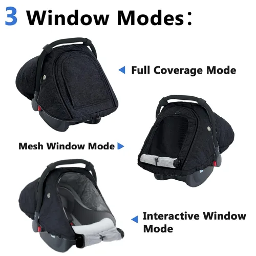 Miniatura 6 de Fairy Baby Funda de asiento de automóvil de invierno para asiento de automóvil con ventana de malla (negro), fundas de asiento de automóvil cálidas