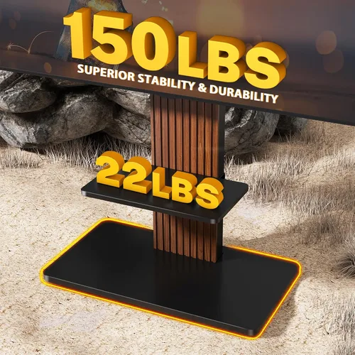 Miniatura 6 de TVON Soporte de TV de suelo resistente para televisores grandes de 55 a 90 pulgadas de hasta 150 libras, soporte de TV alto con montaje ajustable