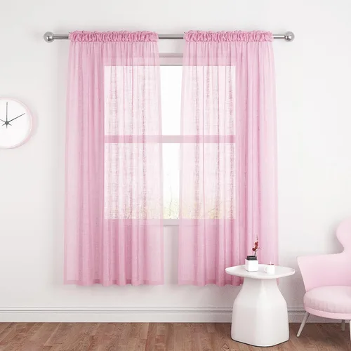 Miniatura 96 de UPOPO Paneles de Cortina Beige Pequeños Cortinas Transparentes de Gasa de 16 Pulgadas de Largo Cortinas de Cocina de Voile con Textura de Lino