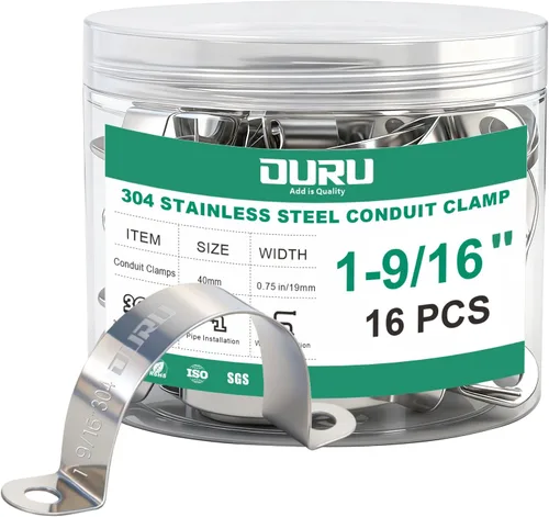 Miniatura 12 de OURU 30 abrazaderas de conducto de 1 pulgada de acero inoxidable 304, abrazadera de tubo de metal rígido en U, correa de tubo de 2 agujeros