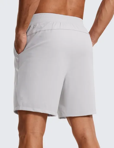 Miniatura 2 de CRZ YOGA Pantalones cortos de entrenamiento elásticos en cuatro direcciones para hombre, 7 pulgadas, suaves, duraderos, casuales, con bolsillos