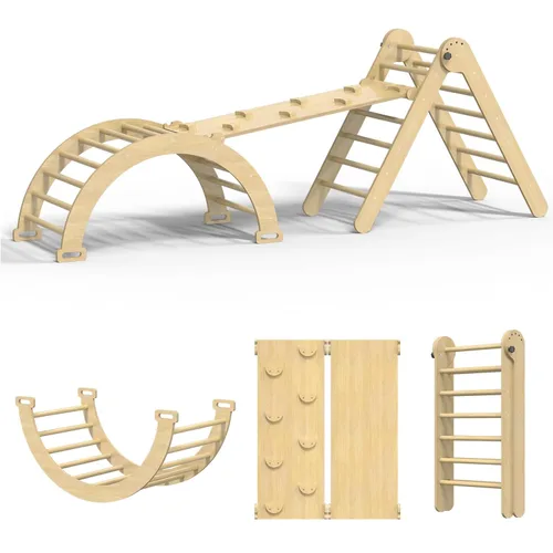 Pikler - Juego de triángulos plegables 7 en 1, juguetes de escalada para niños, gimnasio de selva para bebés con rampa y arco, juego de escalada