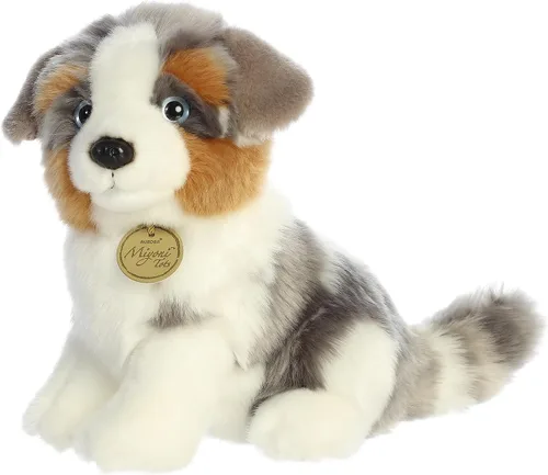 Aurora® Adorable animal de peluche Miyoni® Tots de pastor australiano, detalles realistas que hacen un compañero preciado, perfecto para decorar