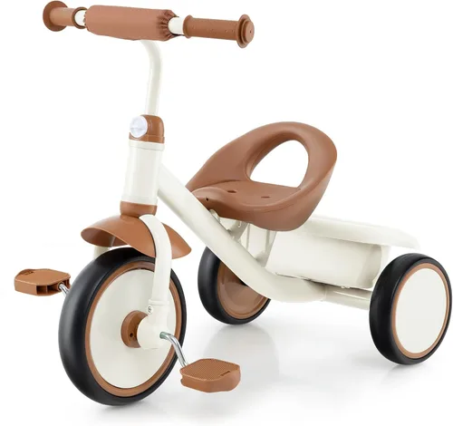HONEY JOY Triciclo, triciclo para niños de 3 ruedas con asiento ajustable, cesta de almacenamiento extraíble, triciclo para niños de 3 a 5 años,