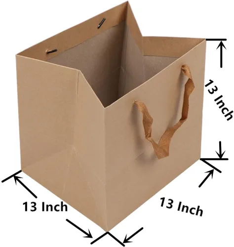 Miniatura 2 de DraDraLee Bolsos de la manija de compras del regalo del papel de Kraft de Brown para el paquete 13x13x13inch
