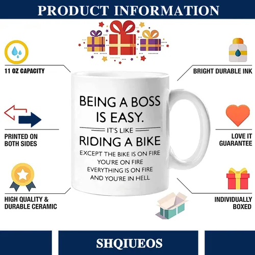 Miniatura 6 de Shqiueos Taza divertida de regalo para hombres y mujeres, de 11 onzas, regalo de humor de oficina para jefe, gerente, director, compañeros