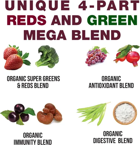 Miniatura 3 de Kids Greens and Reds Superfood Powder – Jugo orgánico vegano súper alimenticio con más de 25 frutas y verduras – Vitaminas de alimentos reales sin