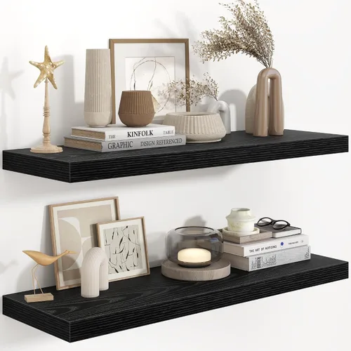 Miniatura 46 de Fun Memories Estantes flotantes de 48 pulgadas, estantes de pared de 9.3 pulgadas de profundidad para baño, sala de estar, dormitorio, cocina