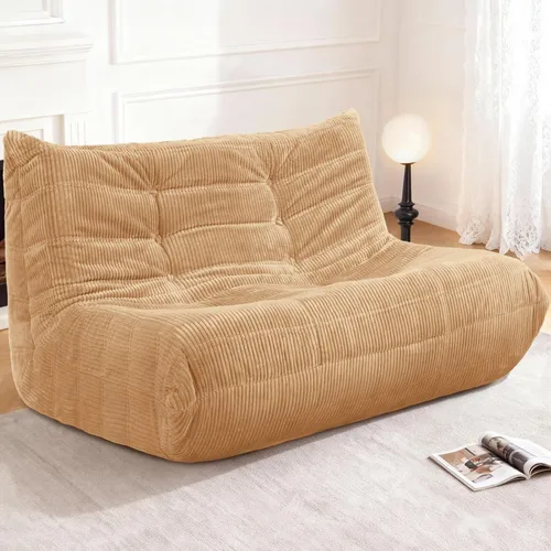 Miniatura 13 de Puf para adultos, silla puf grande, sillón con relleno de espuma viscoelástica para el hogar, apartamento o sala de juegos, gris afelpado Felpa gris