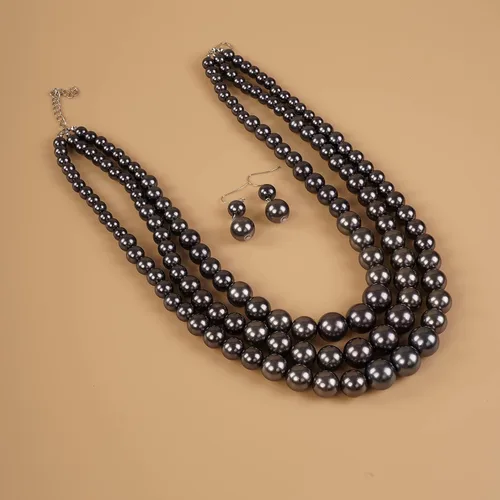Miniatura 5 de YERTTER Juego de gargantillas vintage de los años 20, collar de perlas grandes, collar de perlas de imitación de múltiples hebras, collar de perlas