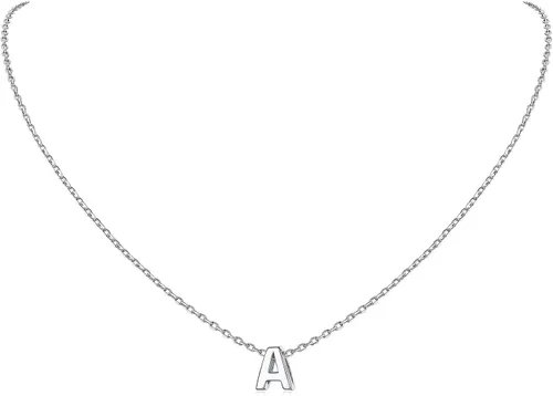 ChicSilver - Collar de plata de ley 925 con inicial para mujeres y niñas, joyería de letras delicadas, para regalo personalizado (con caja de regalo)