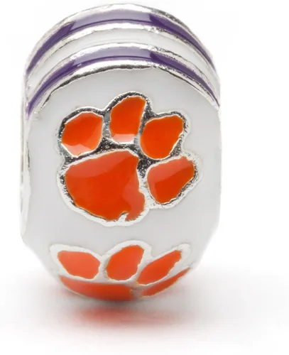 Miniatura 2 de Stone Armory Clemson University - Abalorio de cuentas para mujer con logotipo de Clemson Paw blanco y naranja, joyería de Clemson University Tigers