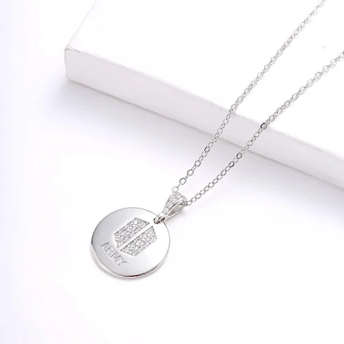 Miniatura 3 de YANENG KPOP Bangtan - Collar con colgante de circonita cúbica para fanáticos del ejército regalo para mujeres y niñas Metal Circonia cúbica