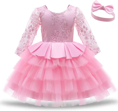 Miniatura 4 de Todder - Vestido de encaje para bebé, para fiesta de cumpleaños, bautizo