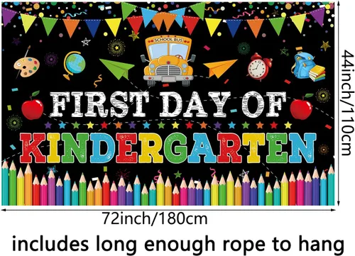 Miniatura 5 de Cartel del primer día de jardín de infantes, decoraciones de fiesta del primer día de escuela, pancarta de regreso a la escuela, bienvenida al