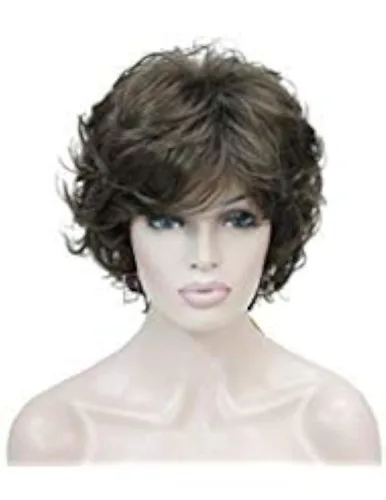 Miniatura 25 de Lydell Pelucas cortas y onduladas de 6 pulgadas, cabello sintético completo, estilo clásico (12TT26 marrón claro con reflejos)