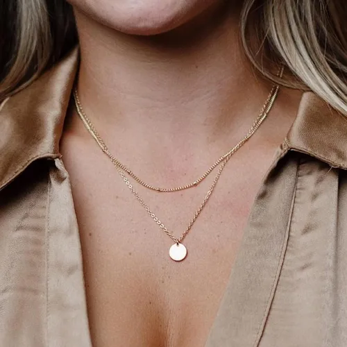 Miniatura 4 de Ava Riley Collar para mujer, gargantilla delicada chapada en oro de 14 quilates, collares de plata en capas para mujer, joyería de playa de moda