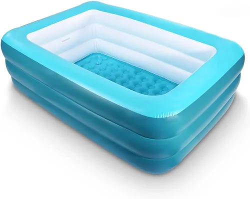 Miniatura 15 de Piscina inflable, piscinas infantiles de 59 x 45 x 20 pulgadas con suelo suave inflable, piscinas inflables duraderas para patio trasero, jardín