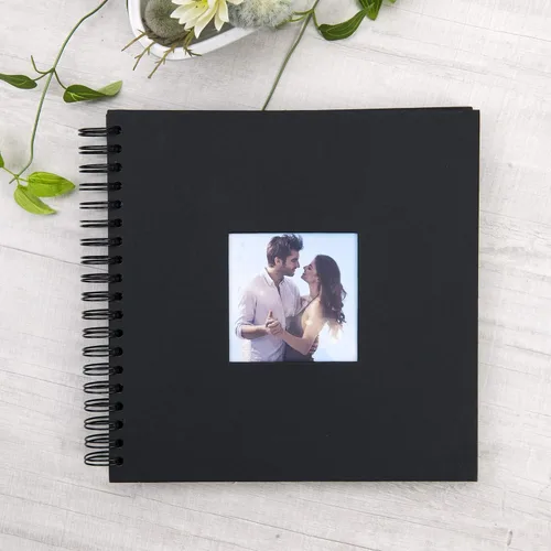 Miniatura 2 de Álbum de fotos para scrapbook DIY de 10 x 10 pulgadas con cubierta de diseño de ventana, 80 páginas, libro de recuerdos de papel artesanal para Negro