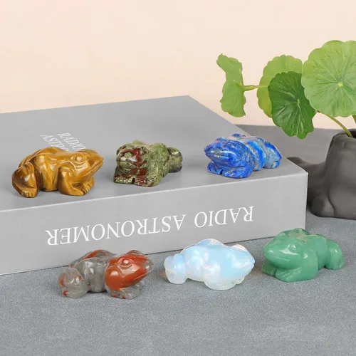 Miniatura 6 de SMQ Rana de cristal de 2 pulgadas, figura de sangre de dragón natural, decoración de estatua tallada a mano, animal de cristal de piedra curativa