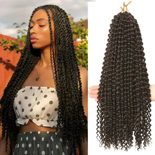 Miniatura 42 de Cabello Passion Twist de 30 pulgadas, cabello rubio de ondas de agua con ganchillo para mujeres, cabello rubio Passion Twist de ganchillo largo 27#