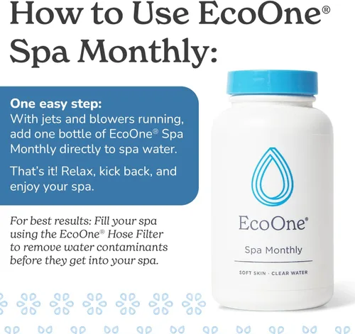 Miniatura 3 de EcoOne Spa Mensual Tratamiento de Spa Suave y Natural Limpiador Acondicionador para Tina de Hidromasaje, Piscina y Spa Limpiador para Tina