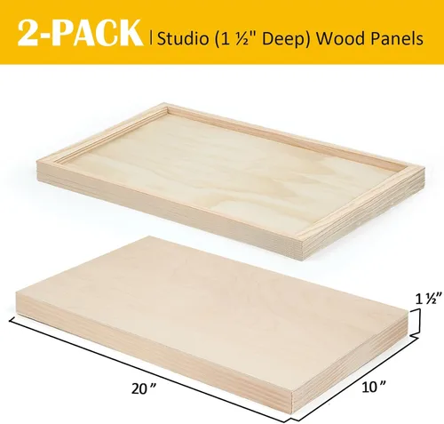 Miniatura 2 de Falling in Art Paquete de 2 paneles de lienzo de madera sin terminar, kit de paneles de madera de abedul de galería de 10 x 20 pulgadas, tablas