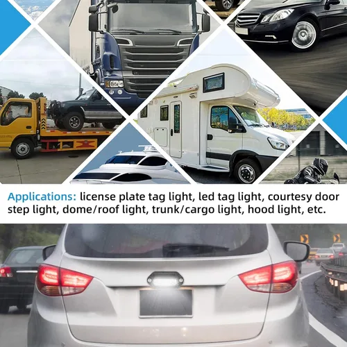 Miniatura 6 de Kewucn 2 PCS Luces LED para Placa de Matrícula de 12-24V, Impermeables, Lámpara de Placa de Matrícula de 6 LED, Luz Trasera para RV Camper Camión