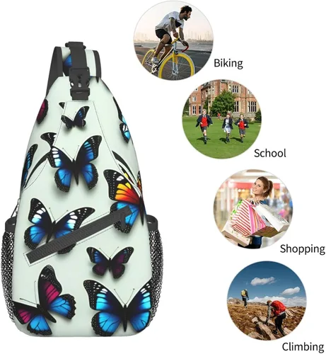 Miniatura 6 de Mariposa y violonchelo bolso bandolera bandolera bolsa de pecho ligero Sling Daypackstravel senderismo ciclismo para hombres mujeres