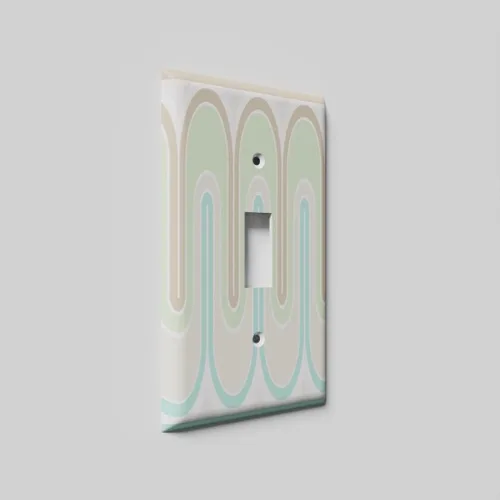 Miniatura 3 de Placa decorativa para cubierta para interruptor de luz, ondas retro verdes, placa de pared de palanca individual Single Toggle