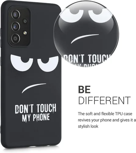 Miniatura 3 de kwmobile Funda de silicona TPU compatible con Samsung Galaxy A52 / A52 5G / A52s 5G - Funda suave - Don't Touch My Phone Blanco/Negro
