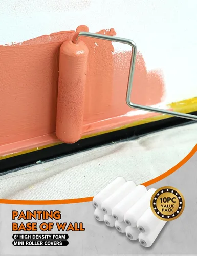 Miniatura 6 de ROLLINGDOG Fundas de rodillo de pintura de 6 pulgadas, fundas de rodillo de pintura de espuma de alta densidad para un corte suave y pintura de 10