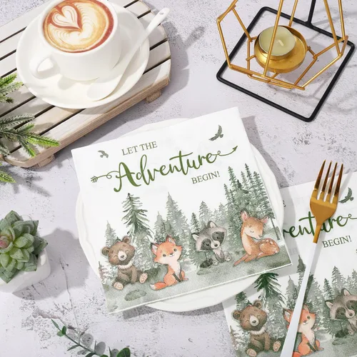 Miniatura 4 de JarThenaAMCS 80 servilletas de papel con texto en inglés «Let The Adventure Begin» (Let The Adventure Begin), servilletas de papel desechables