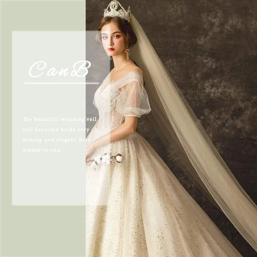 Miniatura 2 de CanB Velo de novia velo largo velo de novia longitud catedral suave velo novia vestido de pelo con peine 2T 118 pulgadas para mujeres y niñas