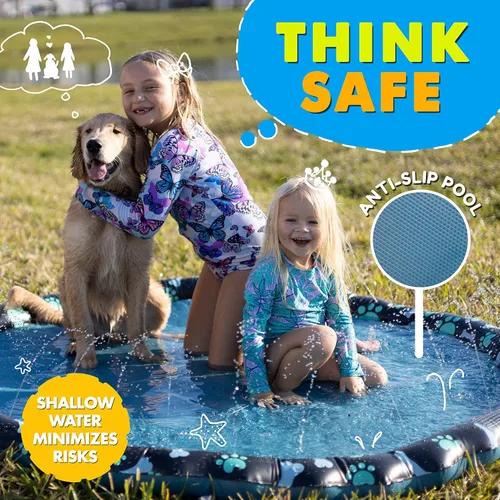 Miniatura 3 de SplashEZ Almohadilla de Salpicaduras Antideslizante para Niños y Perros, 69'' Almohadilla de Salpicaduras Extra Grande con Rociador para Niños