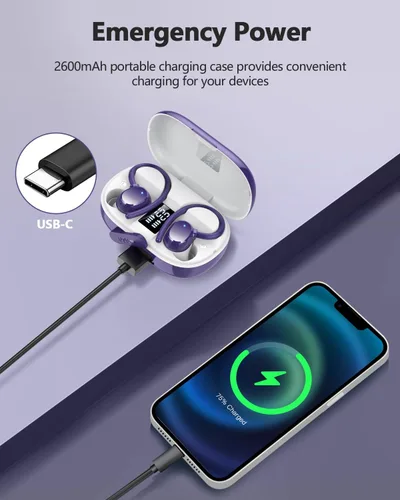 Miniatura 7 de hadbleng Auriculares inalámbricos Bluetooth deportivos 128 horas de reproducción Bluetooth 5.3 con pantalla LED, potentes graves sobre la oreja