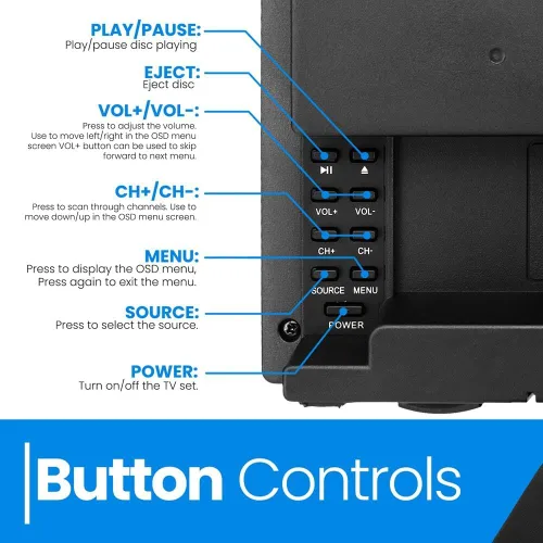 Miniatura 4 de Pyle Televisión LED RV de 21.5 pulgadas 1080p - Monitor de pantalla plana delgado FHD pequeño TV con HDMI, RCA, combo de disco multimedia/DVD