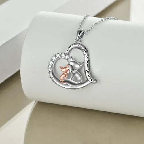 Miniatura 5 de POPLYKE Collar de plata de ley para mujer diseño de rana zorro mariquita mariposa regalo para el día de la madre para mamá hija esposa collar