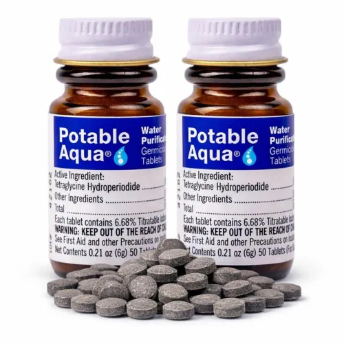 Tabletas de purificación de agua Potable Aqua, solución portátil y efectiva para la purificación de agua para camping, senderismo, emergencias,