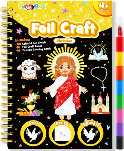 Miniatura 18 de FUNNYB&G Arte en papel de aluminio para niños - Manualidades de Navidad, regalos de fiesta, rellenos de calcetines para niños, suministros de arte